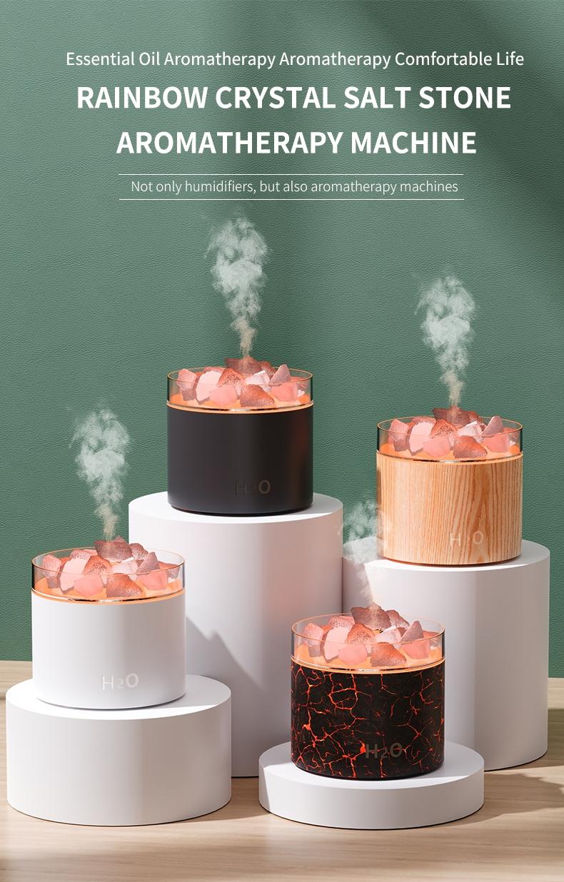 Home Humidifier with Aromatherapy Diffuser, Crystal Salt Stone Design, Colorful Lights, Ideal for Bedroom Living Room Hotel Multi-Room Use, Aroma Diffuser Humidifiers