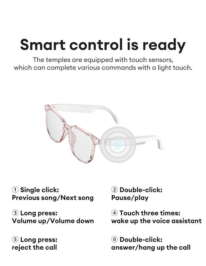 HYUNDAI C8 Pro AI Smart Glasses Wireless Headphone Smart Glasses For Listening To Music & Calling, Support Languages Bluetooth Translation Audio & Video Call Translation Glasses for Women & Men