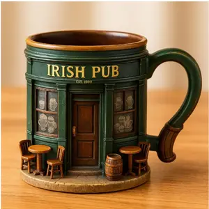 New Independent Station Irish Bar 3D Resin Mug with Inner Liner, Unique Design Coffee Cup, Perfect Gift for Beverage Lovers