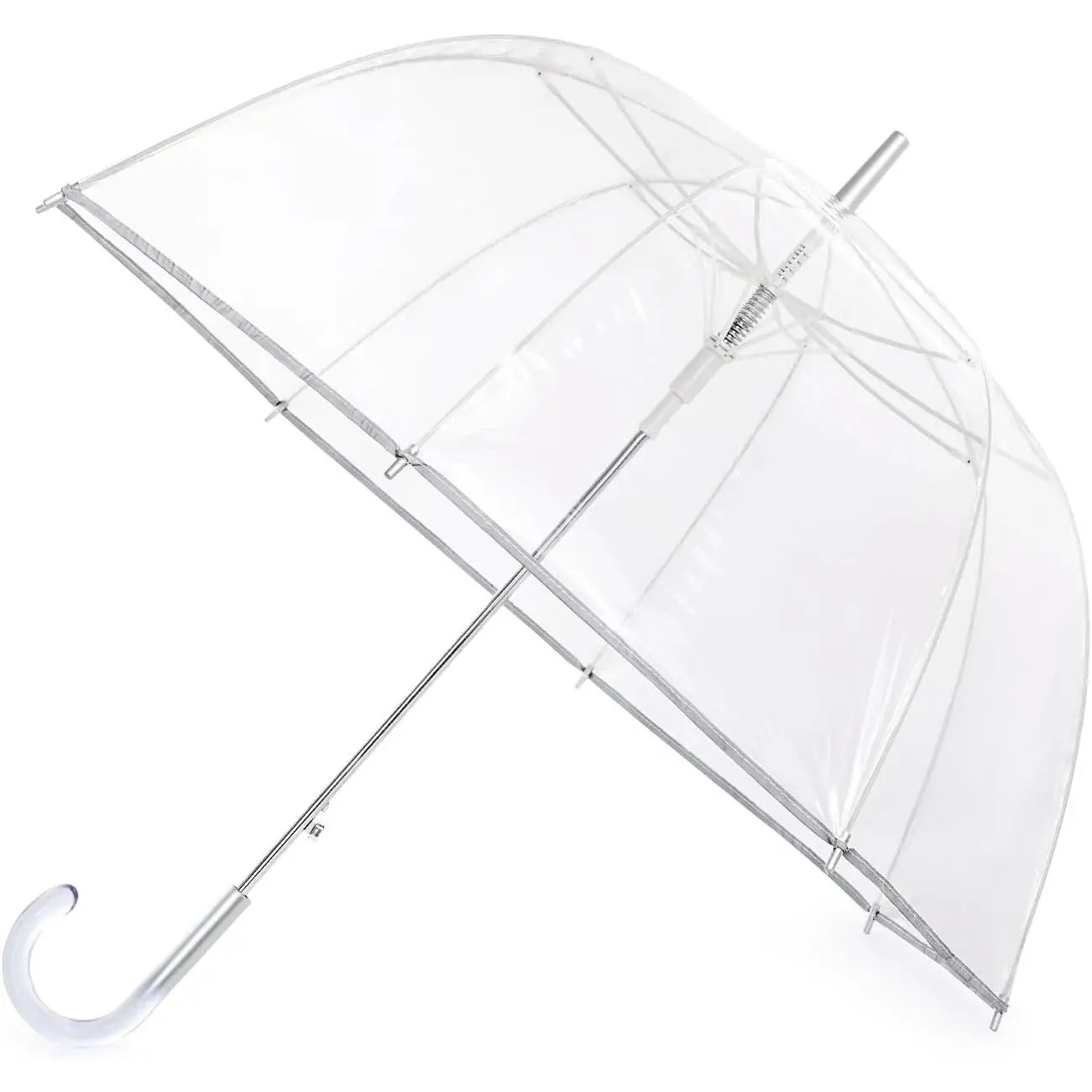 52 inch Clear Bubble Umbrella Large Transparent Dome Stick Umbrella | See Through, J Hook Handle, European Style, Rain Protection, Auto Open, for Weddings, Prom, Graduation and Outdoor Events