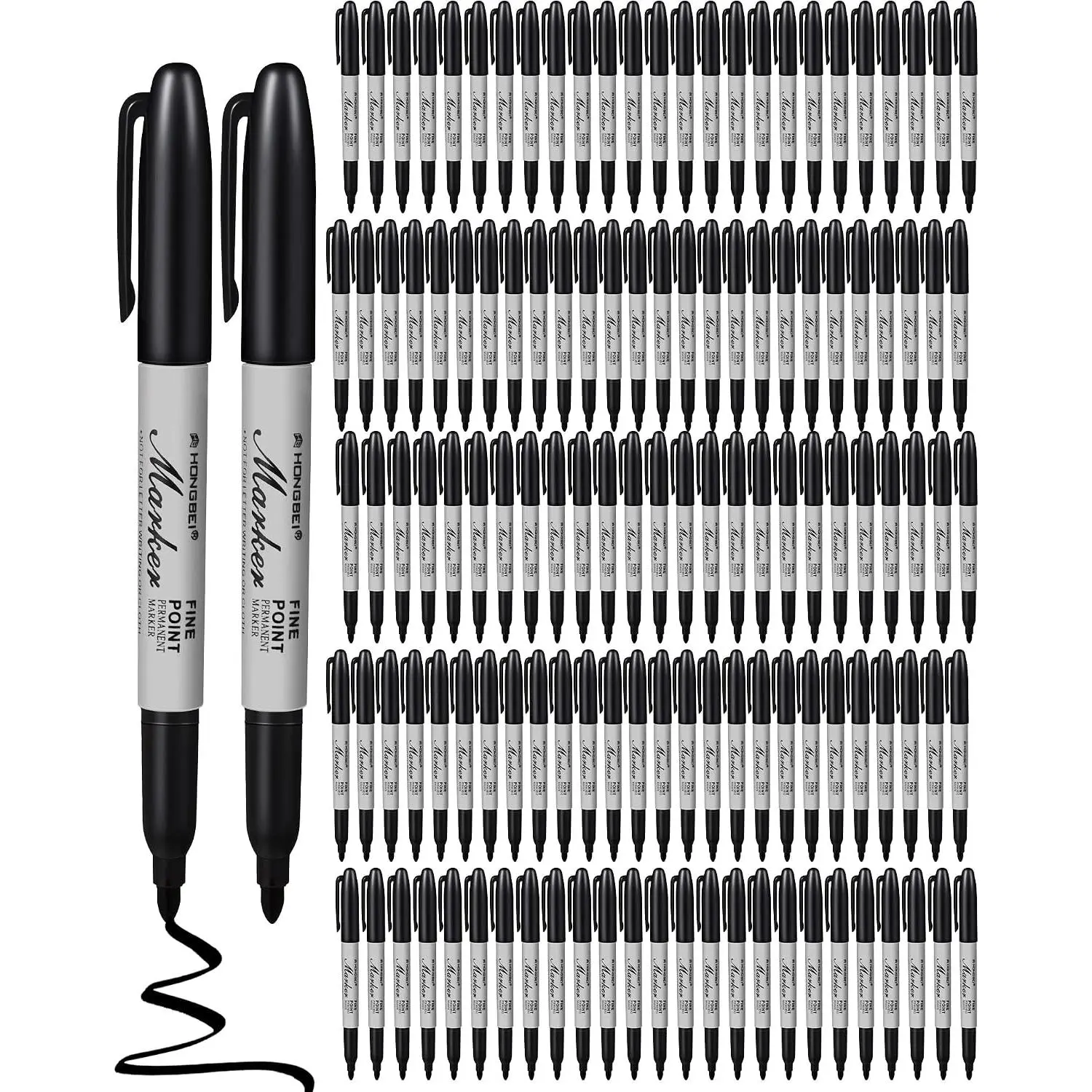 100 Pack Black Permanent Markers Bulk, Fine Point Markers 100 Pack Black Permanent Markers Bulk, Fine Point Markers