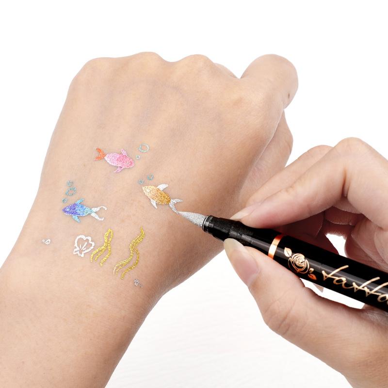 Temporary Tattoo Markers for Skin, 10/15/30-Count Body Markers 10/15/30 Colors Tattoo Pens, Tattoo Stencils,Flexible Brush Tip, Bright colors, Face Paint Kit Cosmetic Quality,Halloween makeup