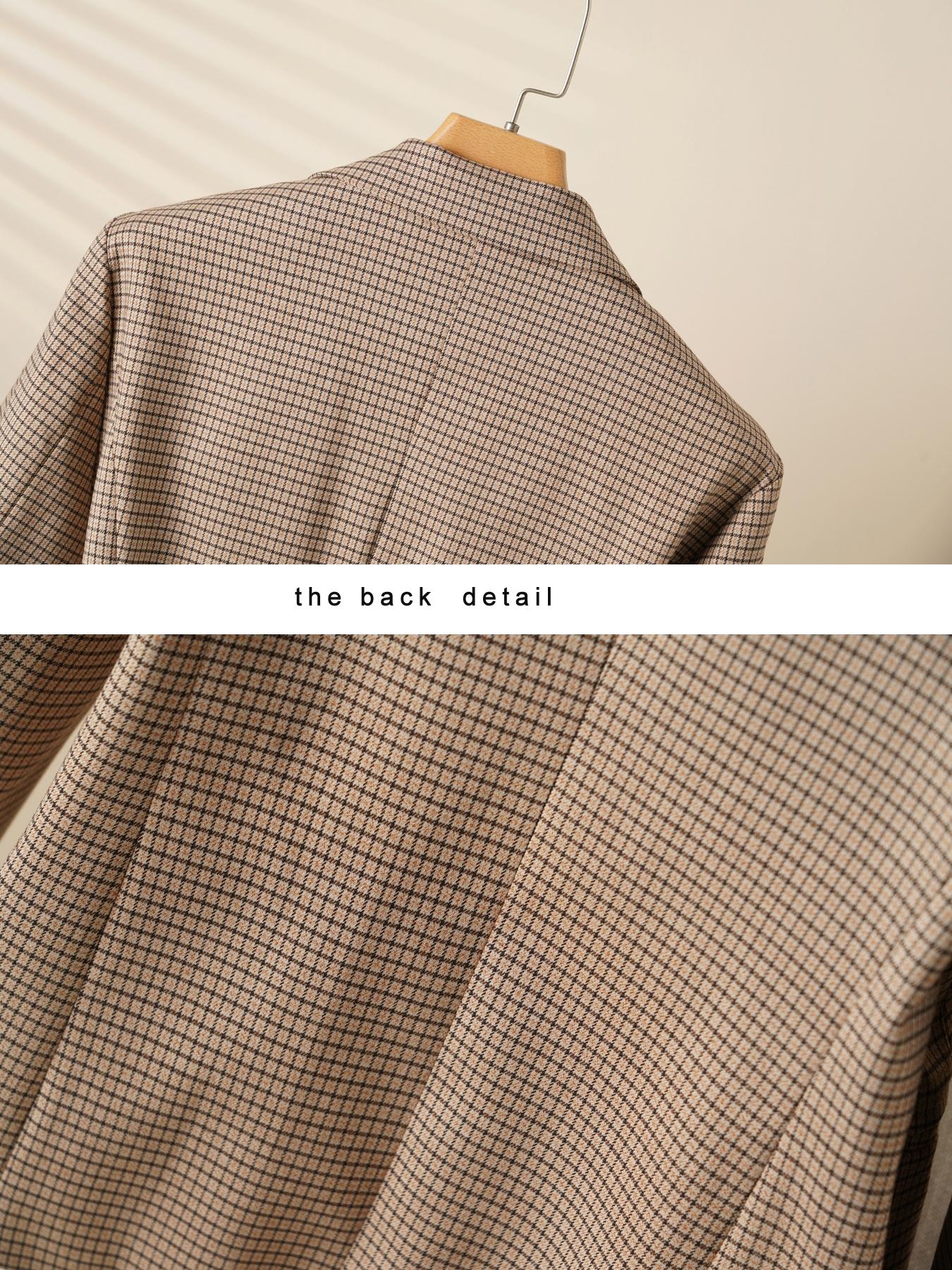 Women's Plaid Lapel Blazer Jacket, Spring & Fall Fashion Long Sleeve Office Wear, Casual Elegant Outerwear for Women, Business Attire Clothes