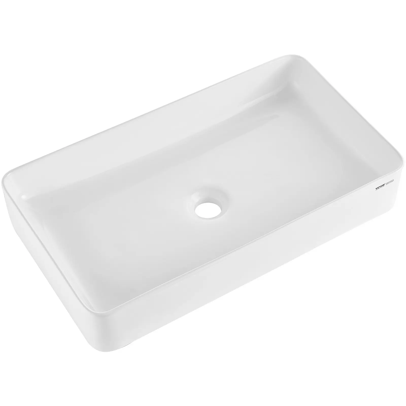 VEVOR Rectangle Vessel Sink, 24" x 13.8" Bathroom Vessel Sink Countertop, White Ceramic Bathroom Sinks Above Counter, Modern Style, Bright and Elegant, Well-Packaged for Bathroom, Hotel, Toilet, RV