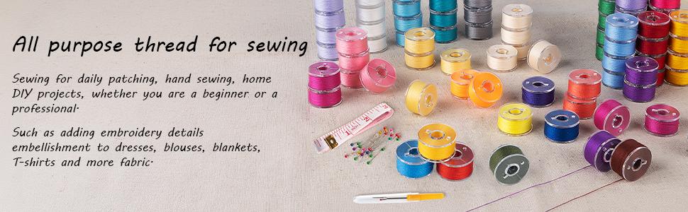 Sewing Thread Bobbins with Bobbin Case, SizeA Class 15 Bobbins, Sewing Machine Bobbins, Sewing Machine Thread, Prewound Bobbins for Singer/Brother/Janome/Babylock Machine  (36 colours  )