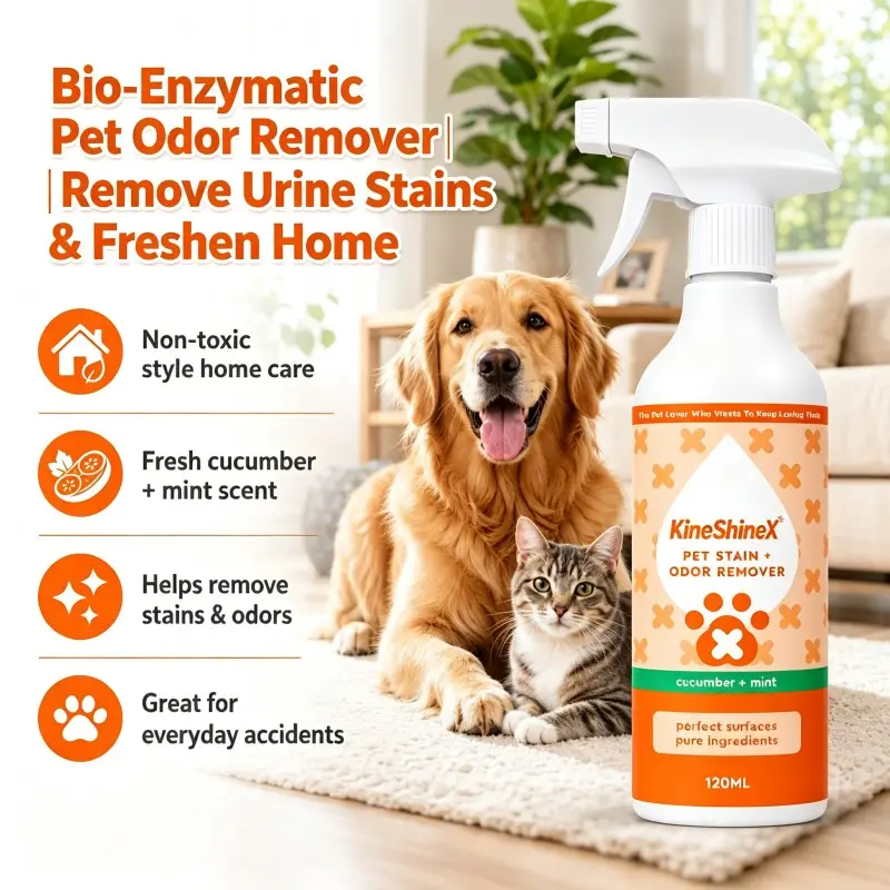 Pet Stain & Odor Remover Bio Enzymatic Cleaner for Dogs Cats, Cucumber Mint Spray Eliminates Urine Smell & Tough Pet Stains