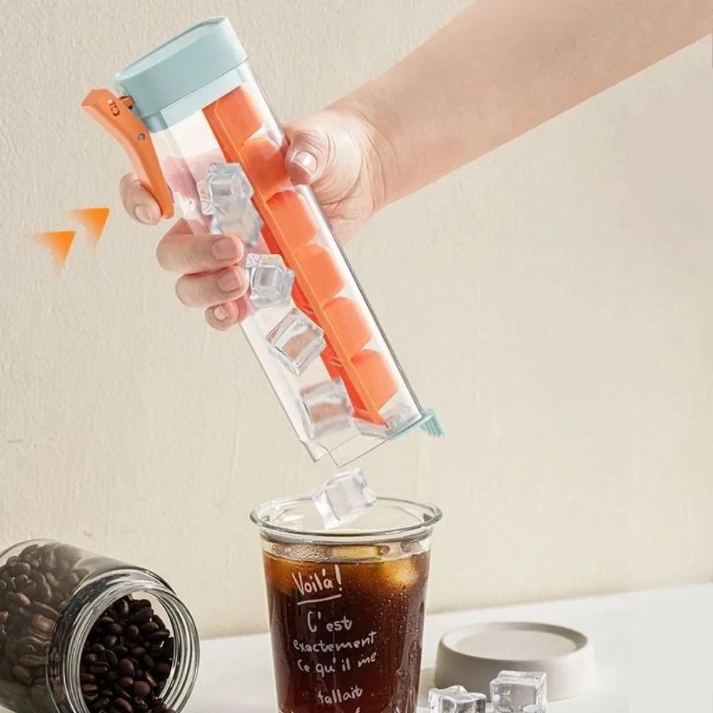 6 Grid Square Ice Cube Tray One Hand Press Silicone Ice Maker Mold Easy Release for Drinks Cocktails Home Kitchen