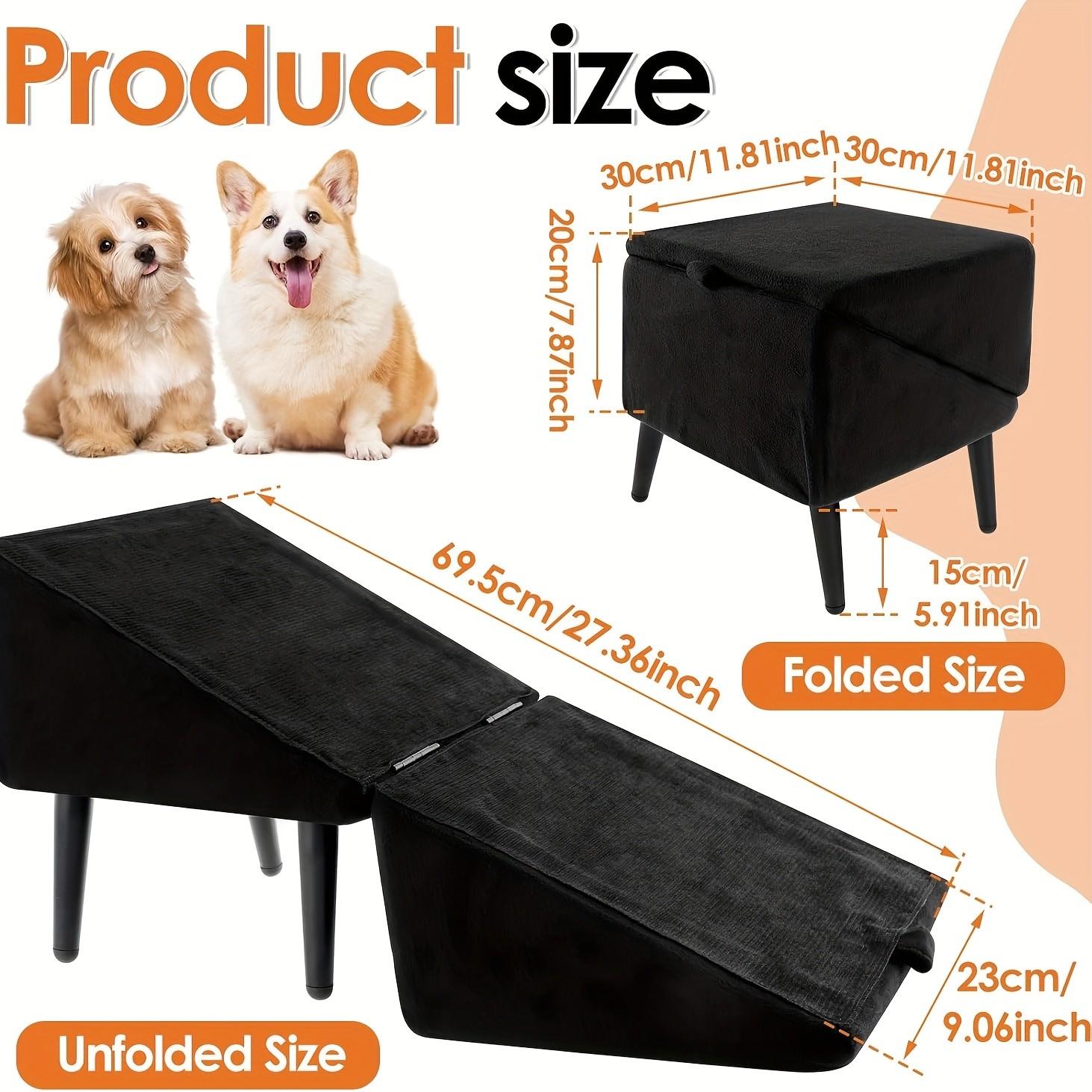 A spine-protecting, anti-injury dog staircase with a stable structure, soft and anti-slip, folding and storage, suitable for corgi, Xi Shi, elderly teddy, home living room, bedside, camping and pet steps