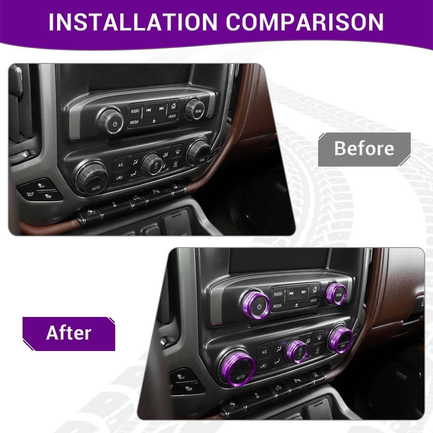 Purple Center Console Knob Cover Trim Ring, 8pcs Protective Car Accessory for Chevy Silverado/Suburban & GMC Sierra 2014-2018, Automotive Interior Decorative Truck Accessory, Automotive Interior Accessories Purple Center Console Knob Cover Trim Ring, 8pcs Protective Car Accessory for Chevy Silverado/Suburban & GMC Sierra 2014-2018, Automotive Interior Decorative Truck Accessory, Automotive Interior Accessories
