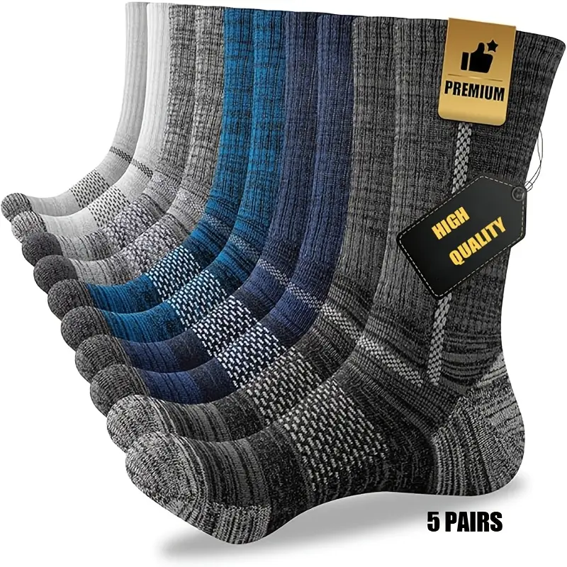 5 Pairs High-quality, Comfortable and Breathable Men's Mid-calf Socks Without Causing Foot Discomfort, Suitable for Hiking, Running and Sports Activities.