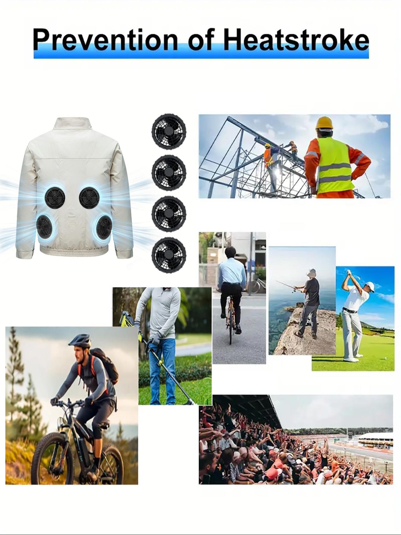 4 Fan Long Sleeve Work Air Conditioning Jacket, 4 Fans 2 Speed Lines, Unisex, Outdoor Fishing Camping Indoor Use, No Battery Included