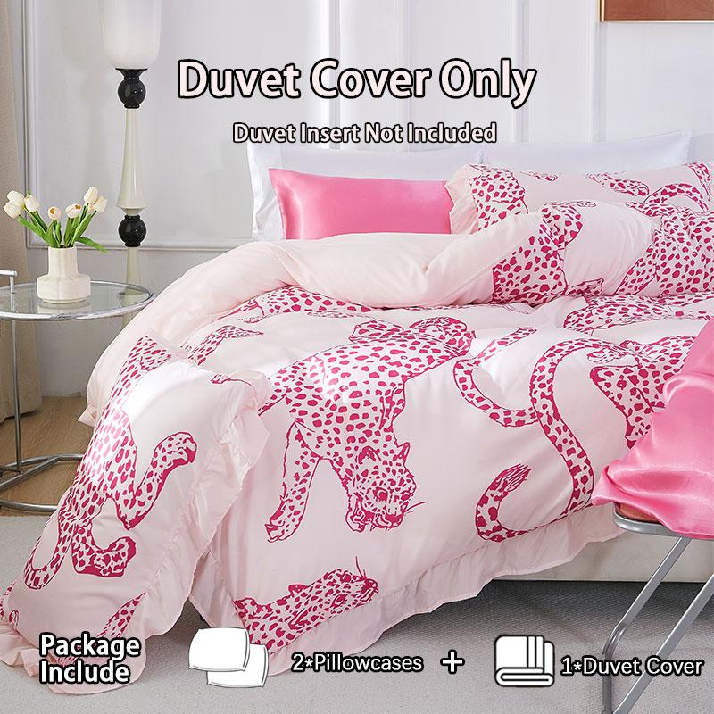 Leopard Ruffle Print Bedding Set, Includes 1 Duvet Cover and 2 Pillowcases, Soft Polyester Fabric, Perfect Home Bedroom Decor, Modern Bedding Set