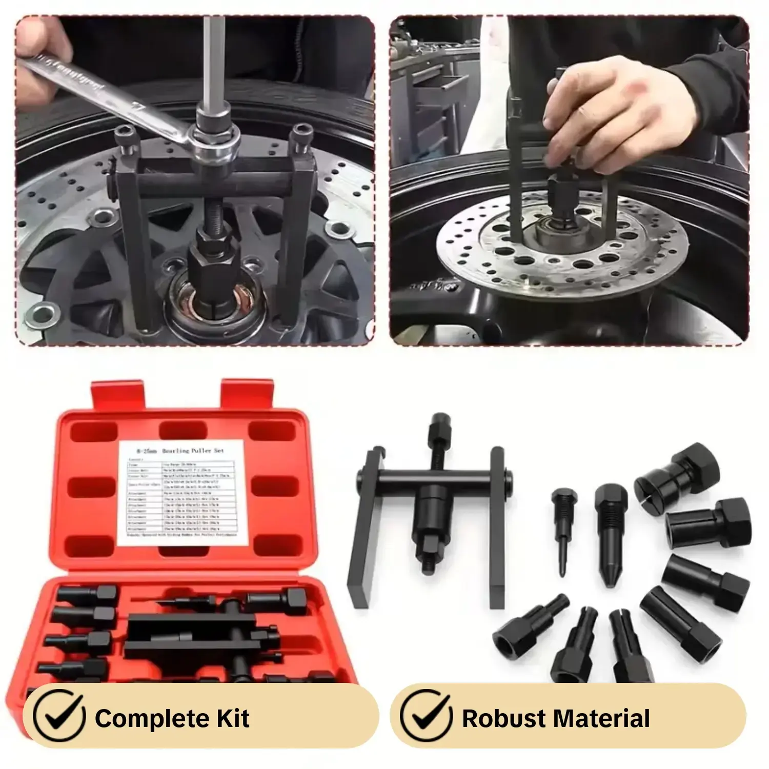 10PCS Motorcycle Bearing Puller,Blind Wheel Bearing Removal Tool 8-29MM, Blind Inner Bearing Puller Kits with Gloves and Box, Durable Efficiency Convenience