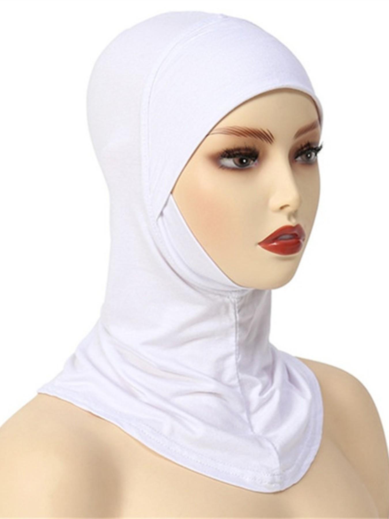 1pc Women's Inner Cap Underscarf Hijab Cap Turban Hat, Fashionable Solid Color Chin Elastic Head Cap & Neck Scarf for Comfort