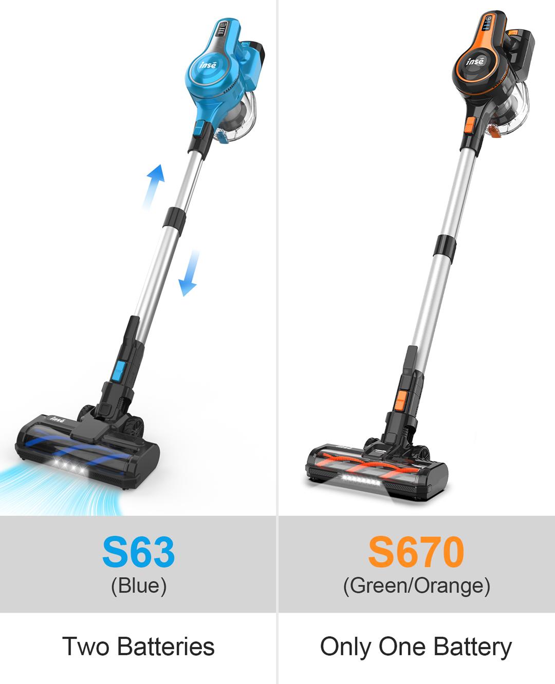 INSE S Series Cordless Vacuum Cleaner, 25Kpa 300W Powerful Cordless Stick Vacuum with 1 or 2 Batteries, Up to 45 or 90min Runtime, 6-in-1 Rechargeable Cordless Vacuum for Home Carpet Floor Pet Hair