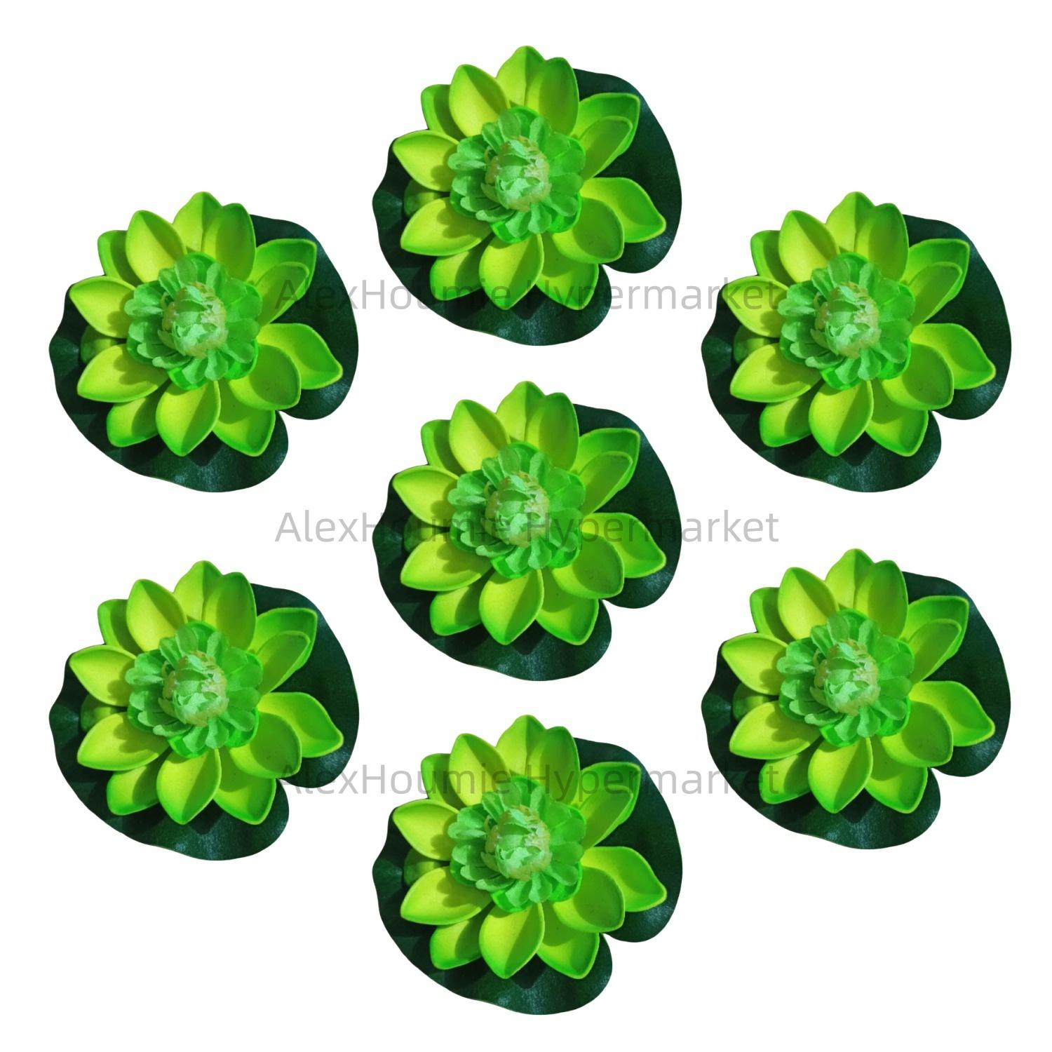 7 PCS Artificial Floating Foam Lotus Flower with Water Lily Pad Lifelike Ornament Perfect for Home Garden Pond Decor Decorations