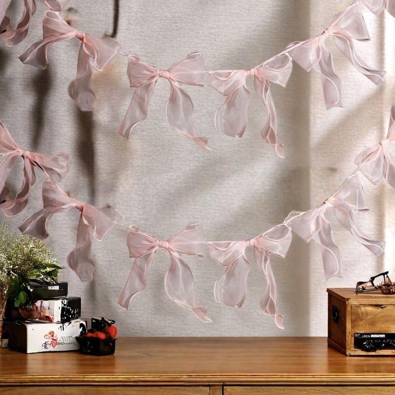 Bow Pull String Birthday Party Decoration, Valentine's Day Wedding Party Background Decor, Banner Festival Gathering Wall Decor