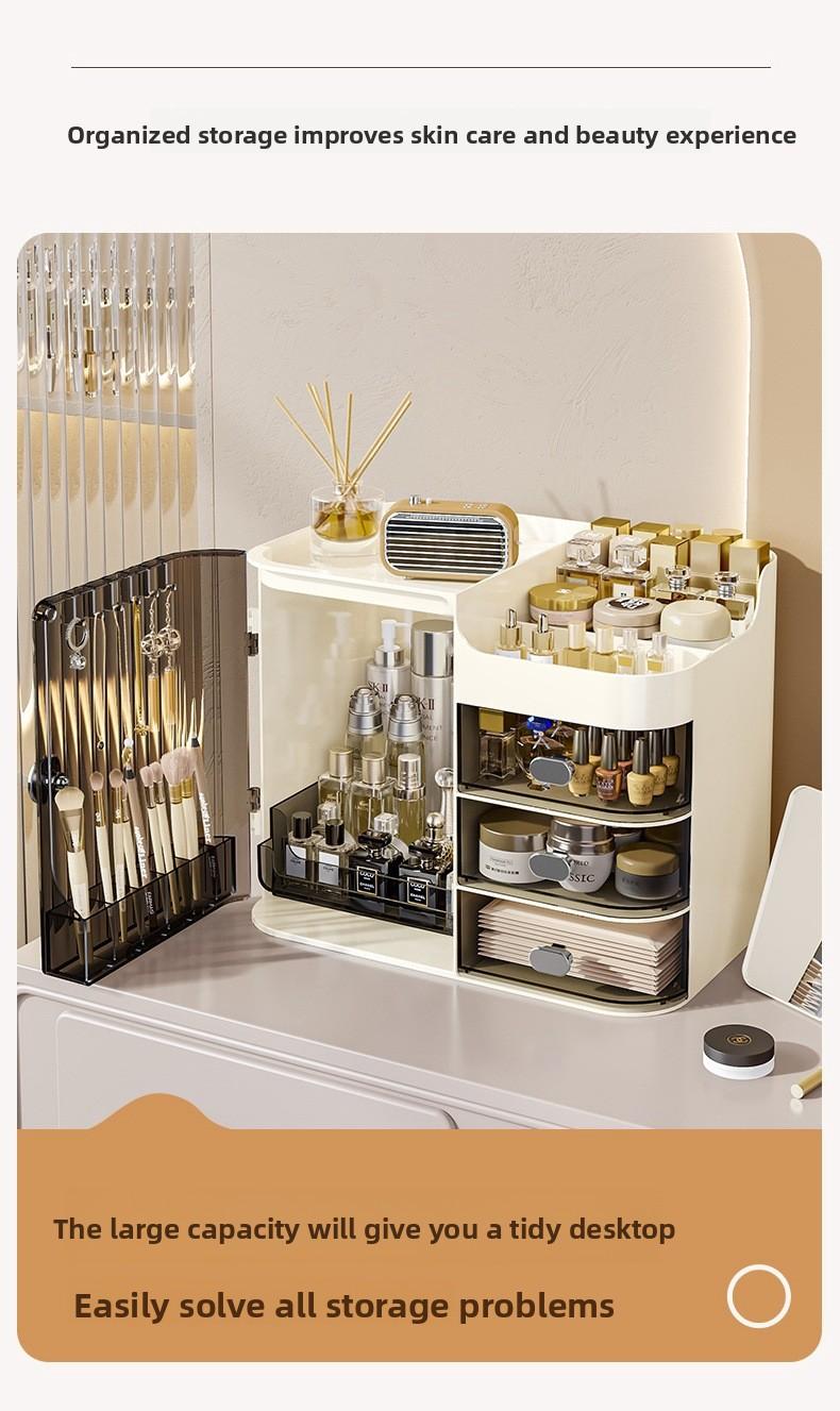 Light Luxury PP+PET Material, Cosmetic Dustproof Storage Rack, Multifunctional Transparent Lipstick and Skincare Display Rack, Large Capacity Face Mask Cosmetic Organizer Box