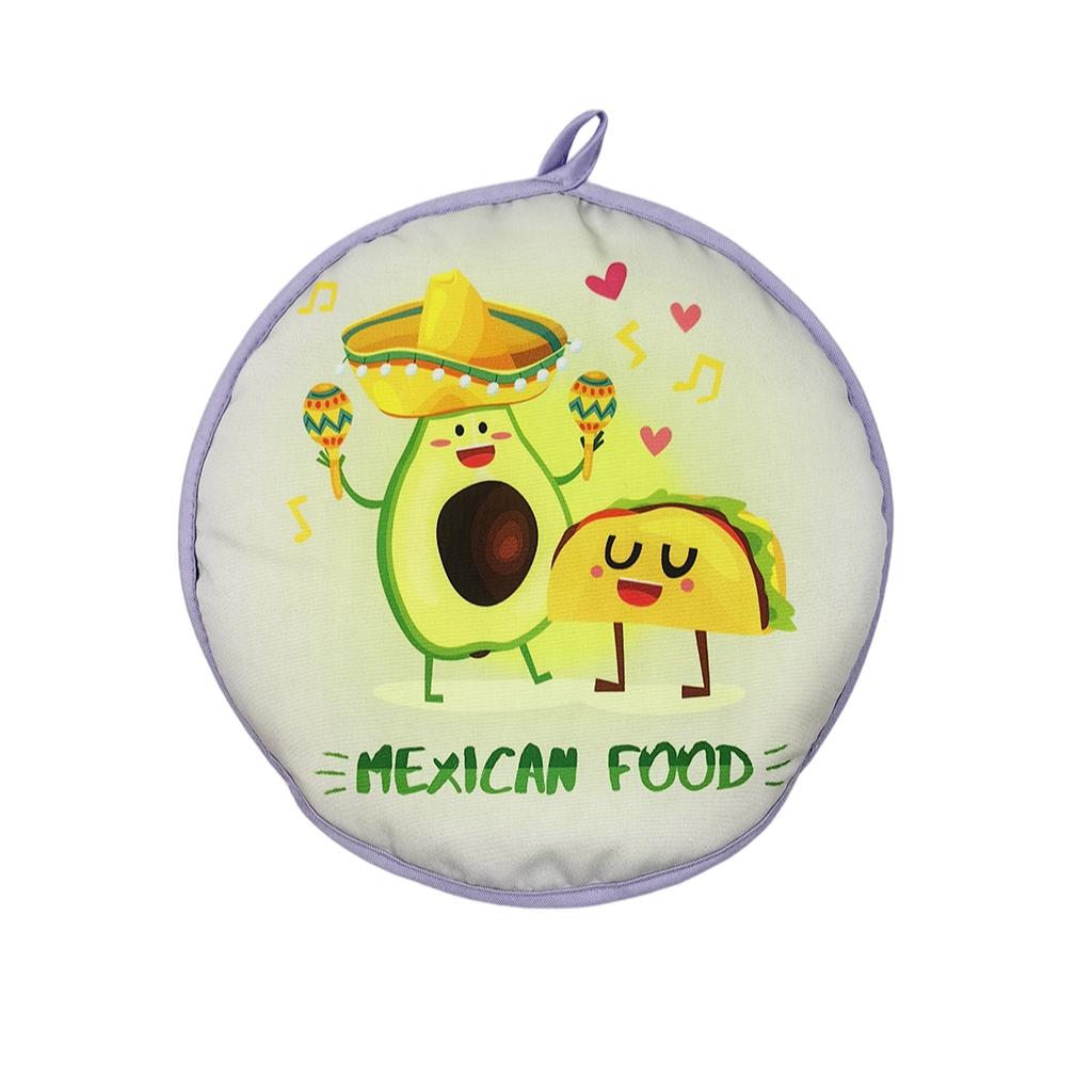 1pcs Mexican Corn Tortilla Insulated Bag Thick Pure Cotton Round Thermal Lunch Bag Food Grade Ice Pack, 1pcs