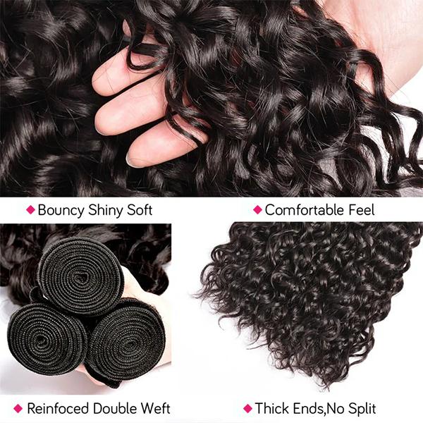 Water Wave Hair Bundles 1 3 4 Bundles Human Hair Weave Bundles Natural Color Remy Hair Weave Extensions TikTokShopBlackFriday