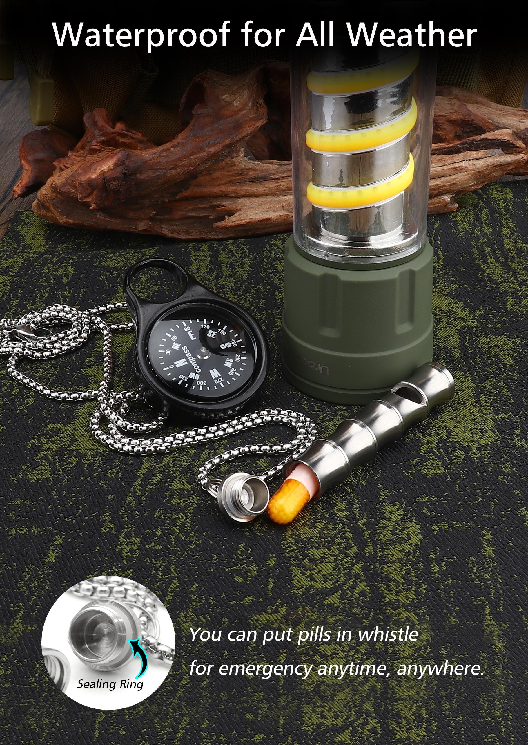 PJYTAC Titanium Pill Holder Necklace Emergency Whistle Mini EDC Pill Container Pendant for Holding Small Things