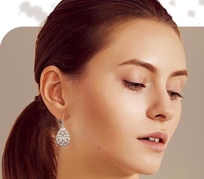 Women's 925 Sterling Silver Teardrop Earrings Jewelry - Antique Style Cubic Zirconia Filigree Leverback Dangle Earrings, Hypoallergenic Gift Set, Summerwins, Antique Style Earrings