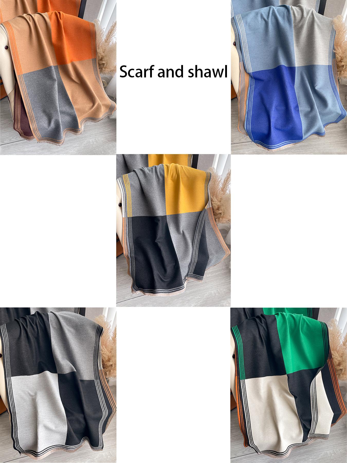 Women's Colorblock Tassel Decor Double Sided Scarf, Casual Soft Warm Shawl for Fall & Winter, Fashion Accessories for Women & Men