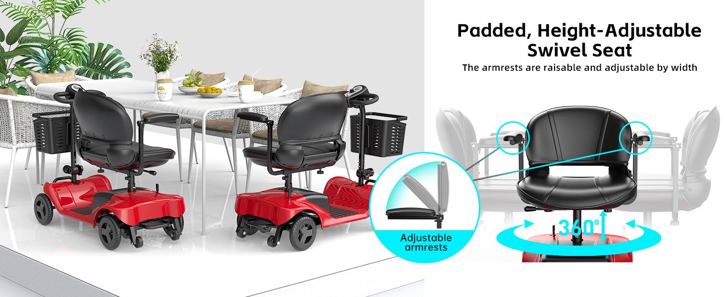 4 Wheel Mobility Scooter for Seniors&Adults- 25 Miles Range, Foldable Powered Electric Wheelchair Device w/600WH Battery,Only 8 lb Weight, Dual Basket, 300 lb Capacity, Compact,Red 4 Wheel Mobility Scooter for Seniors&Adults- 25 Miles Range, Foldable Powered Electric Wheelchair Device w/600WH Battery,Only 8 lb Weight, Dual Basket, 300 lb Capacity, Compact,Red