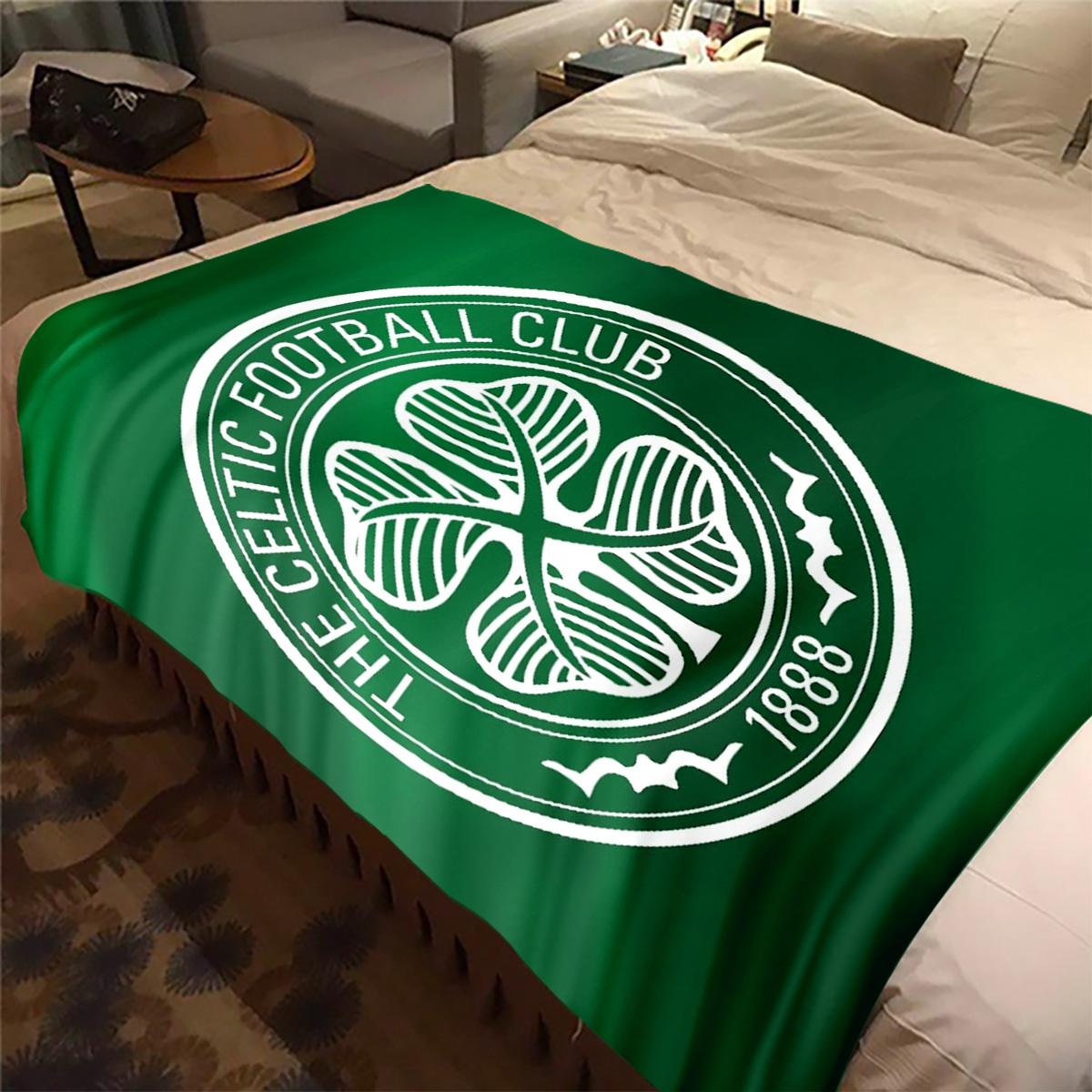 Celtic Clover printed cute cartoon plush blanket suitable for all seasons, soft and comfortable sofa mattress office outdoor blanket camping travel home plush black five Christmas holiday gift C1733