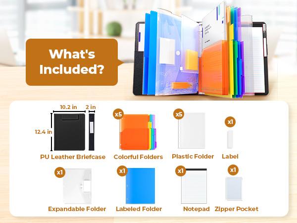 JoyCat PU Leather 3-Ring Binder Clipboard with Storage & Magnetic Clip (12.4"x10.2") - Removable Refillable Lined Notepad (11"x8.5"), Expanding File, Files Organizer, Office Accessories for Nursing Students summerwins,summerwins