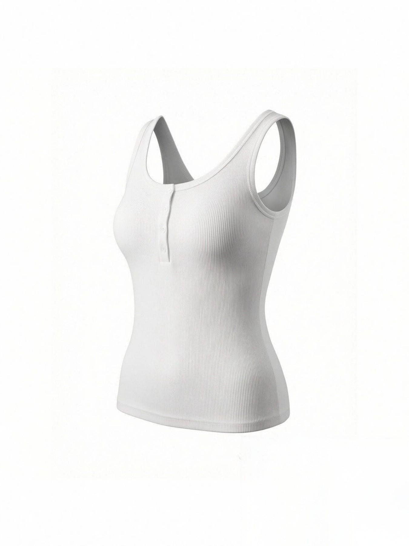 3-Pack Women's Spring Summer Round Neck Button Striped Sleeveless Top, Front Button Design, Knitted Slim Fit Tank Tops, Casual Daily Wear