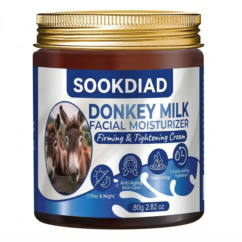 Convenient Donkey Milk Moisturizing Cream, Facial Use, Quick Hydration, Nourishing Skin Care, 80g/2.82oz, All Skin Types, Morning and Evening