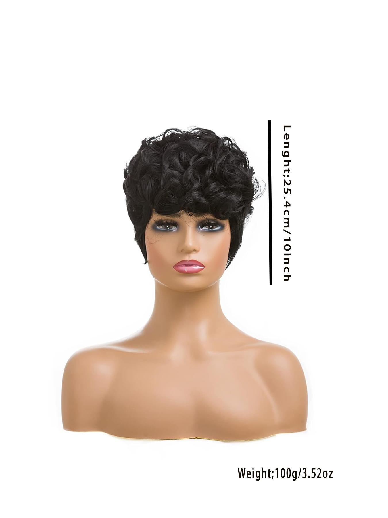 Short Pixie Wigs Short Black Curly Pixie Wigs Synthetic Hair Wigs Natural Wavy Black Burgundy grey Pixie Cut Wig Short Curly Layered Pixie Wig Stylist Friendly Wig