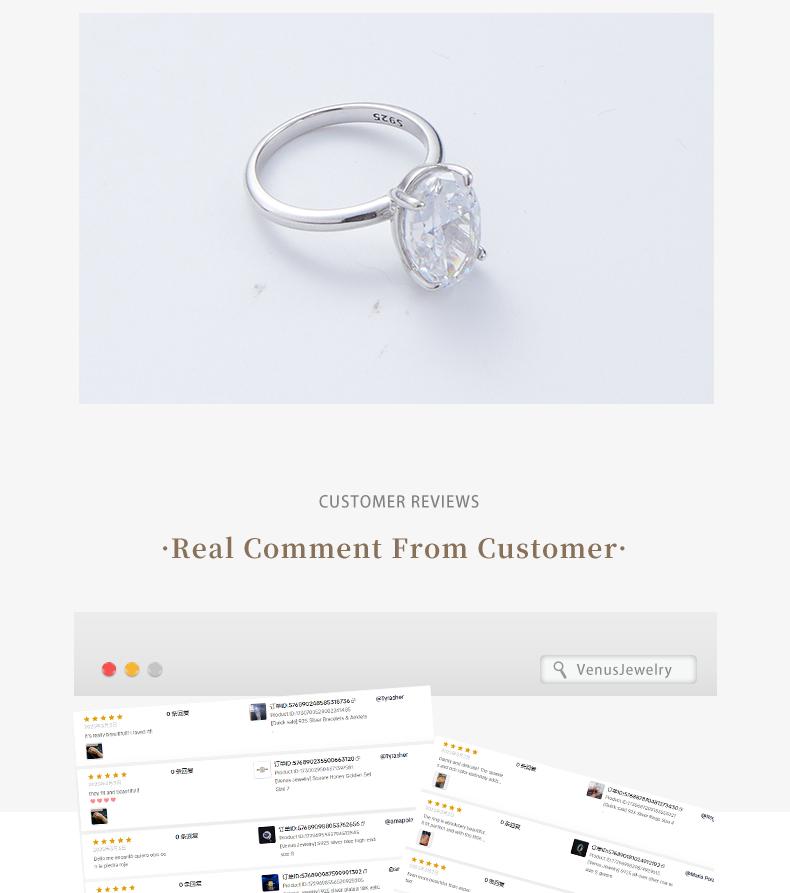 [Venus Jewelry] Lab Created Gemstone  3 CCT Clear Oval Shape Solid Silver 925 Ring