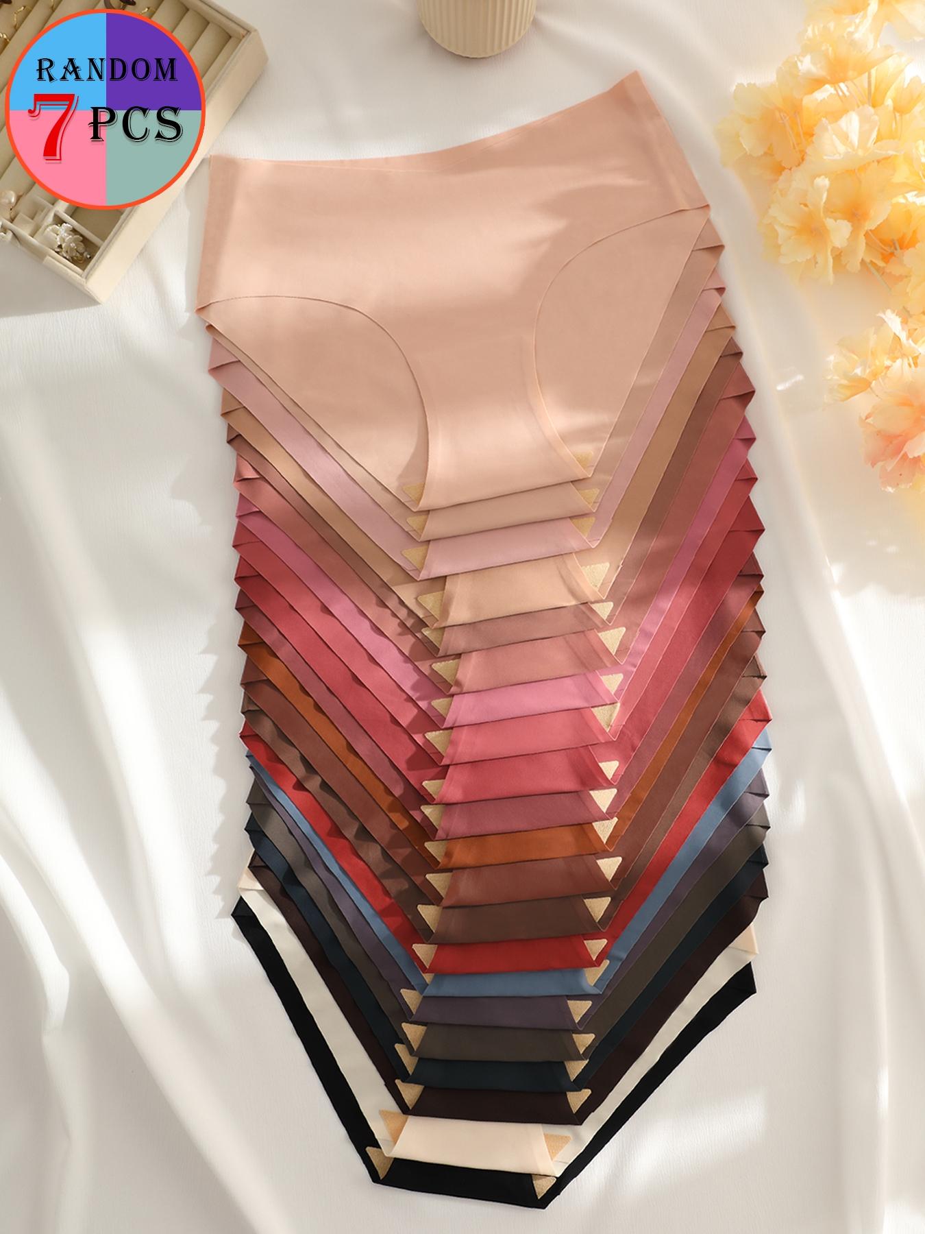 Women's random colors soft seamless Briefs (5/7/10/12 pcs), suitable for daily work and activities, autumn and winter daily use