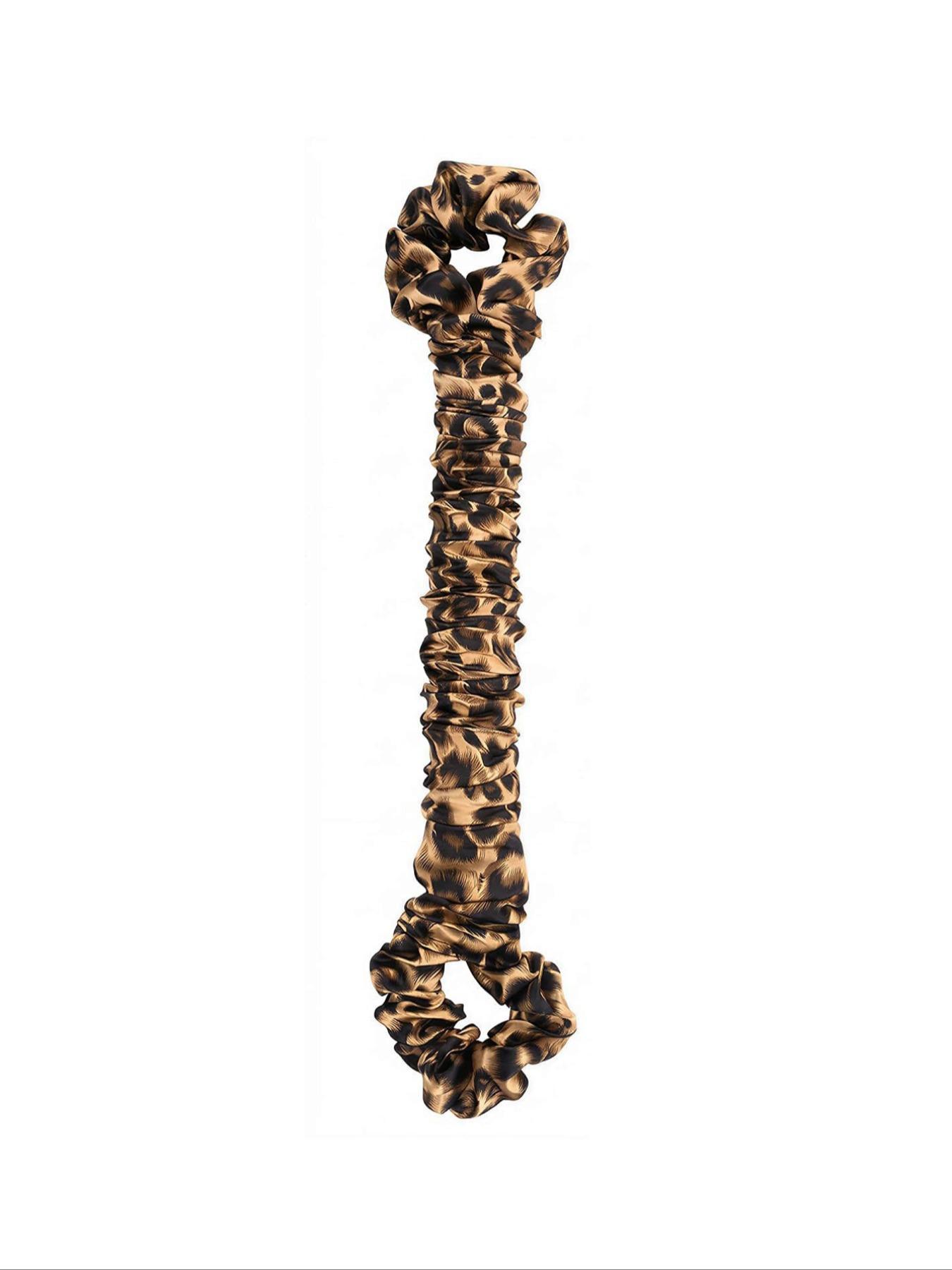 1pc Leopard Print Satin Sleep Curler, Soft No-Heat Hair Styler, Lazy Bun Maker, Large Wave Hair Tie, Gentle on Hair, Night Use