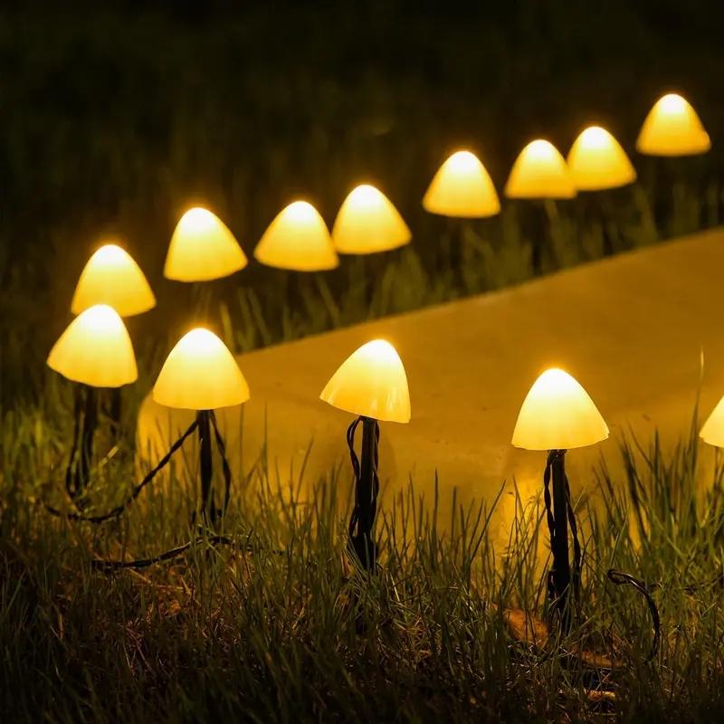 Solar Mushroom Lights for Outside, 20 LED 36ft Solar String Lights, Waterproof, 8 Modes, Garden Patio Yard Decor, Outdoor Pathway Lights
