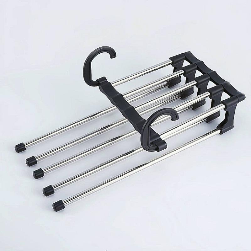 1 multi-layer pants rack, plastic and stainless steel storage rack, saving space for organizing wardrobes, wardrobes, bedrooms, suitable for pants, jeans, scarves