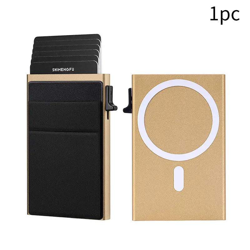 MagSafe Wallet for iPhone, Aluminum Pop Up Card Holder with Quick Eject Trigger, Slim Magnetic Phone Card Wallet, RFID Blocking Minimalist Card Case