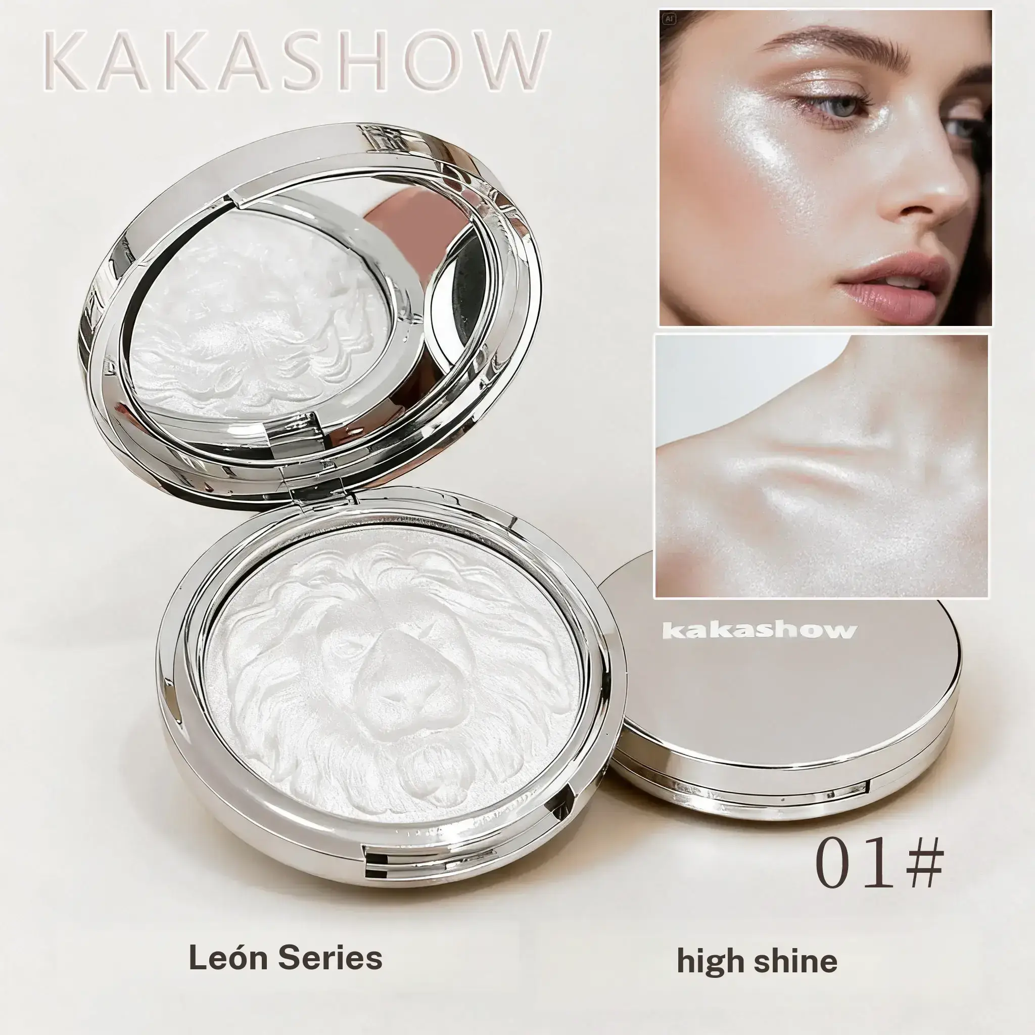 3 Pack Lion Carved Cream Highlighter | Waterproof & Sweatproof! Champagne Pearl Glow for Face & Body. Blendable Formula for All Skin Tones. Perfect Festival & Christmas Gift for Teens!