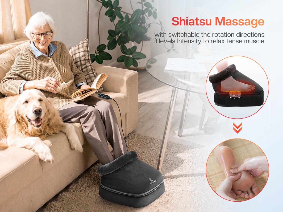 COMFIER Shiatsu Foot Massager with Heat- Kneading Back Massager with Heating Pad, Heated Foot Warmer, Electric Feet Massager Machine for Foot Stress Relief