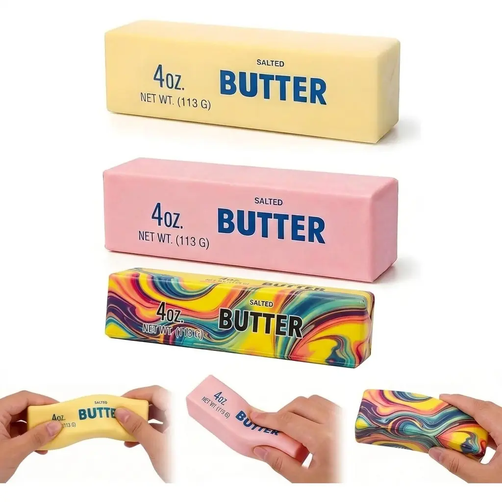 Butter Slow Rising Squishy Stress Relief Toys - Soft Fidget Toys, Moldable ASMR Goodie Bag Stuffers, Desk Fidget Buddy for Desk Stress Reset, Kids Classroom Party Favors