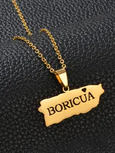 1Pc Puerto Rico Map Flag Boricua Pendant Neckaces Stainless Steel PR Ethnic Jewelry High End Necklace Minimalist Necklace Dainty Necklace Stainless Steel Necklaces
