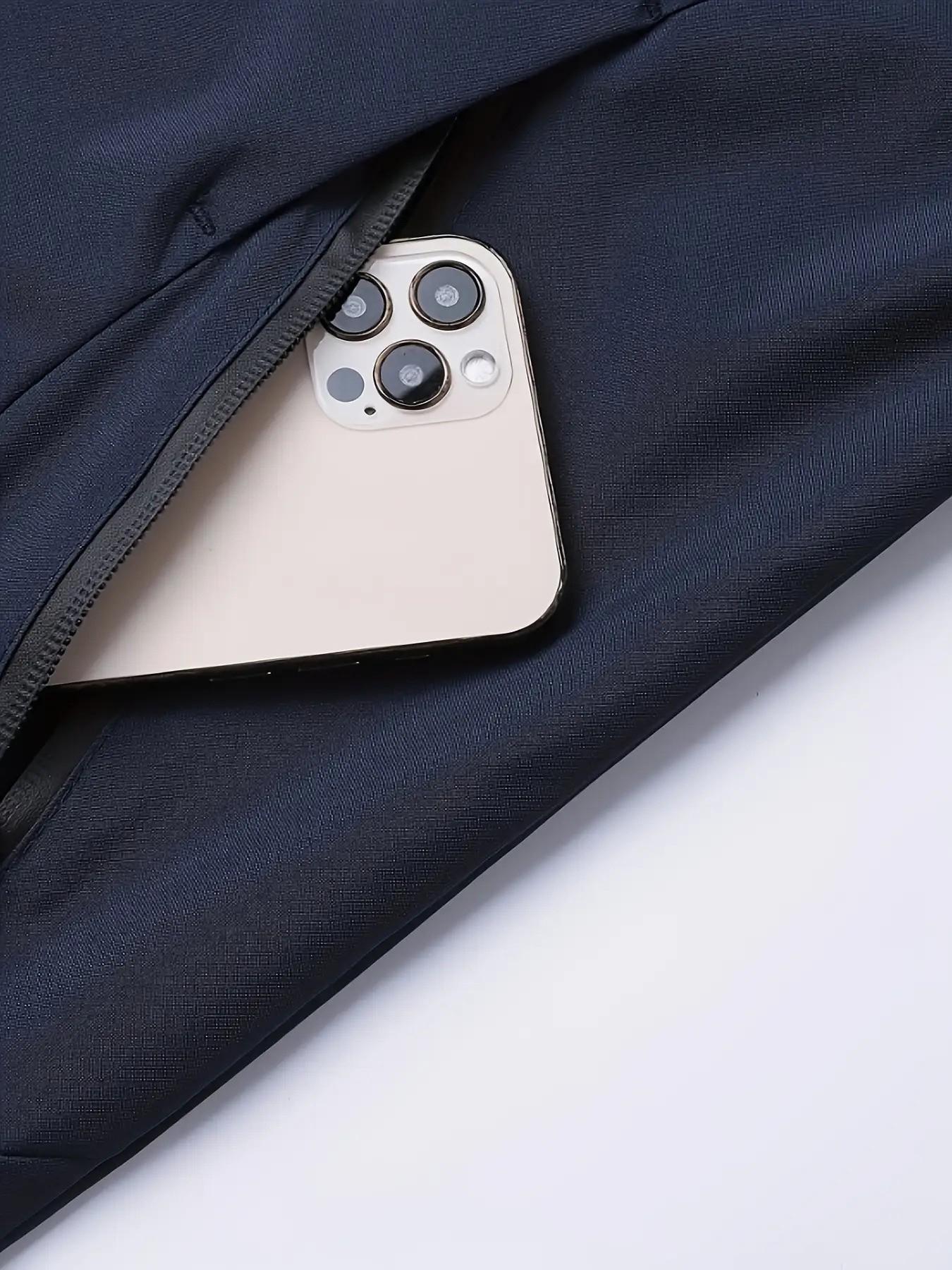 Men's Lightweight Polyester Fashion Fitted Hooded Jacket, Can-Am Letter Print, Full Zip Front, Casual Outdoor Spring & Fall Coat