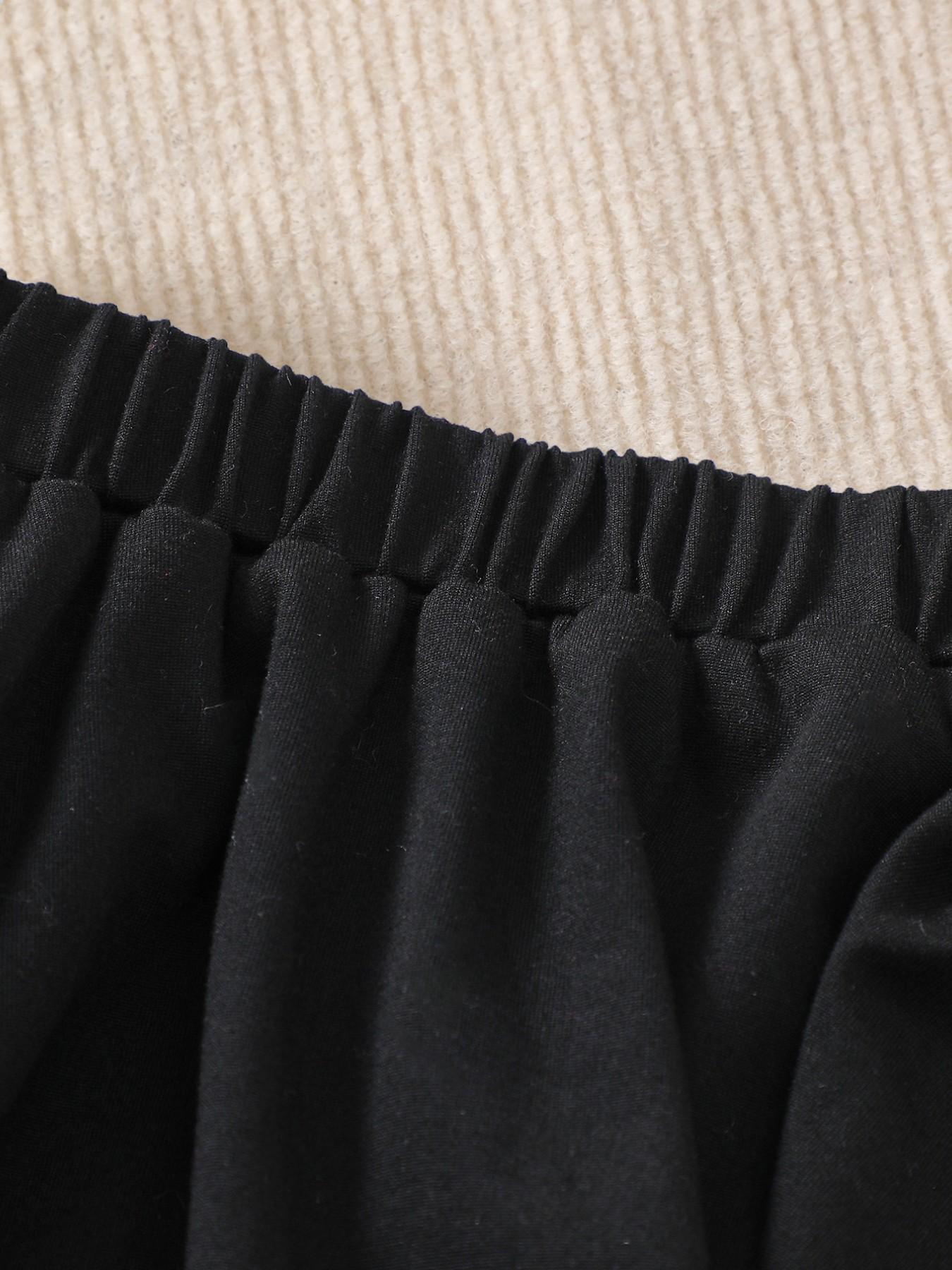 Girls' Minimalist White New York Manhattan Print T-Shirt Pleated Skirt Set, Preppy Classic Versatile 2-Piece Outfit