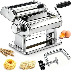 Pasta Maker Machine, Manual Pasta Maker with 9 Adjustable Thickness Settings, Stainless Steel Noodles Maker with Rollers and Cutter for Pasta, Spaghetti, Fettuccini, Lasagna