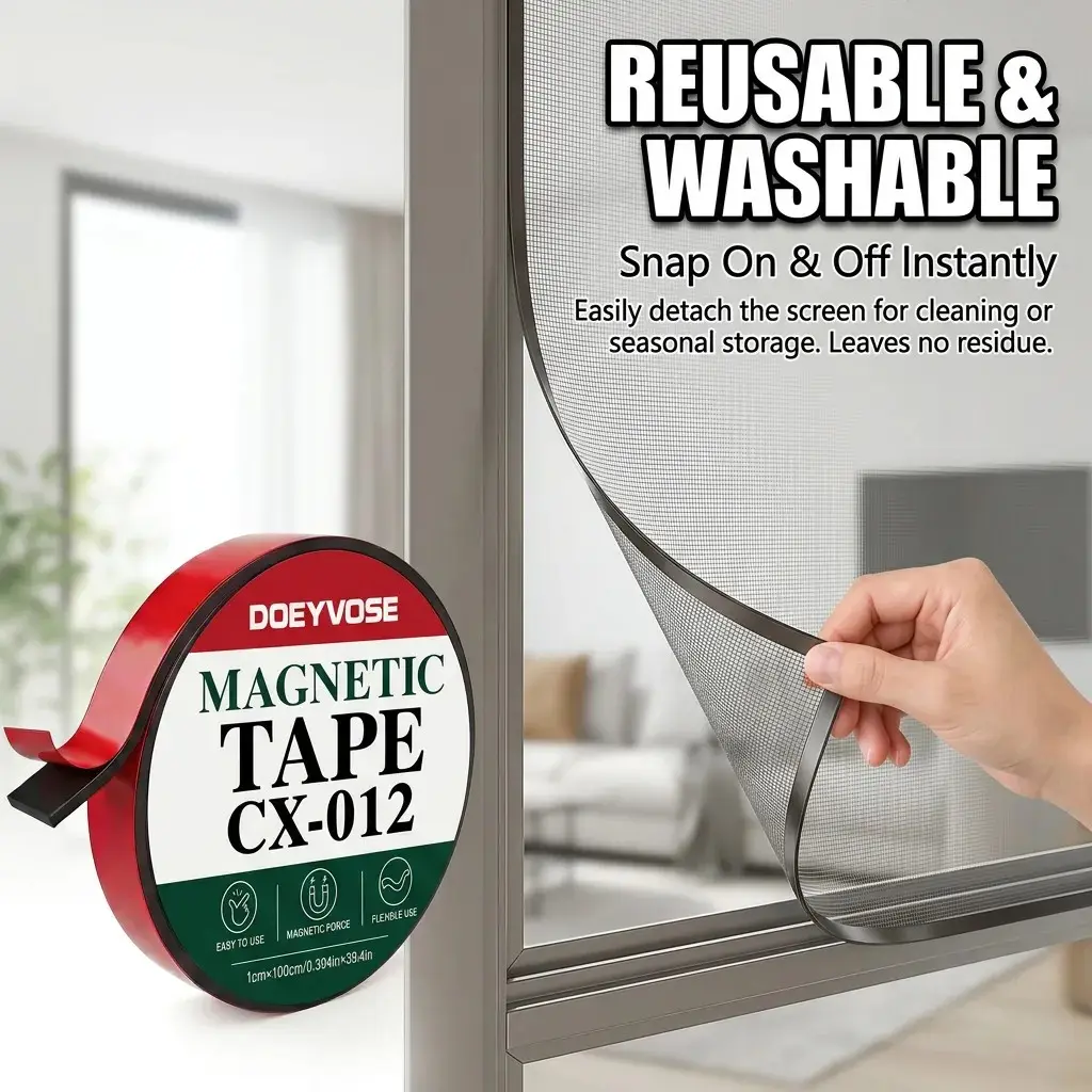 Doeyvose Magnetic Tape, Strong Adhesive Backing, Powerful Magnet Attachment, Easy Installation, No Drilling, Cuttable, Multi-Scene Use