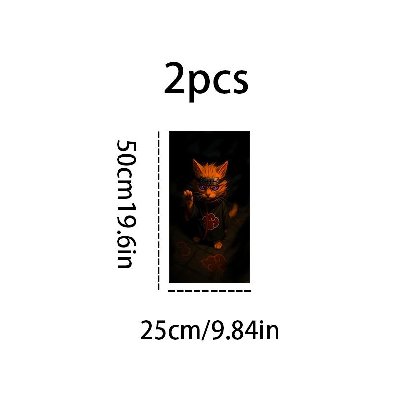 2Pcs Naruto Theme Car Sticker, Sticker For Cars, Durable Vinyl Sticker, Suitable for B-pillar, Semi-matte Surface, Self-Adhesive, Compatible Metal Surface, Rectangle Shape, Car Decor