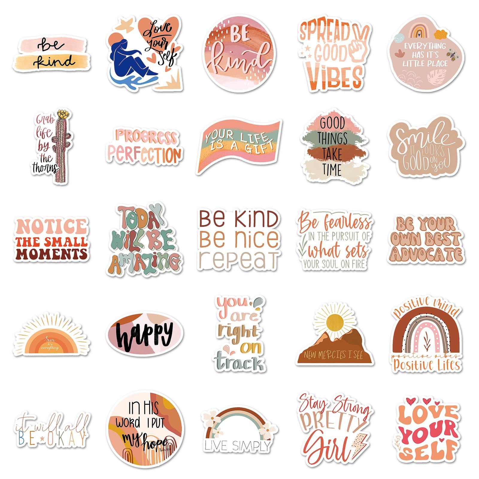 50-Piece Boho Inspo Sticker Pack - Motivational Decals for Cars & Phone Cases (Bohemian Doodles)