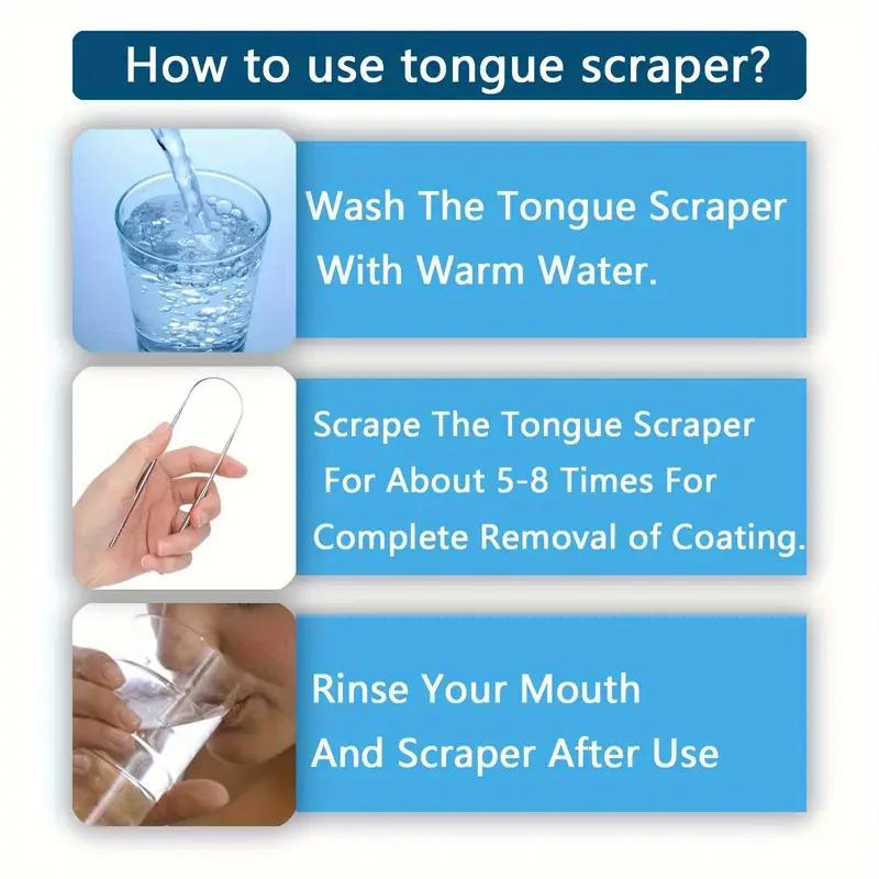 Stainless Steel Tongue Scraper, Tongue Scraping Tool, 2 Counts U Shaped Tongue Cleaner for Adults, Oral Hygiene Care Tool, Breath Freshener, Daily Oral Care Products